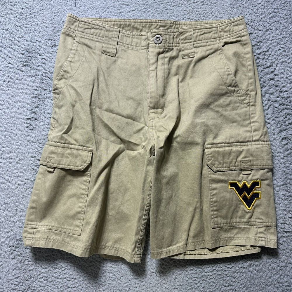 West Virginia Mountaineers Khaki CargoShorts Tan Brown WVU Logo Size 28/30 Dad